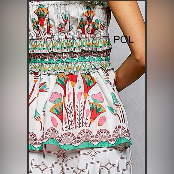 BP235-12🤍💚POL pretty on or Off-Shoulder White Floral Smocked Peplum Top-gorg ! - Picture 5 of 7